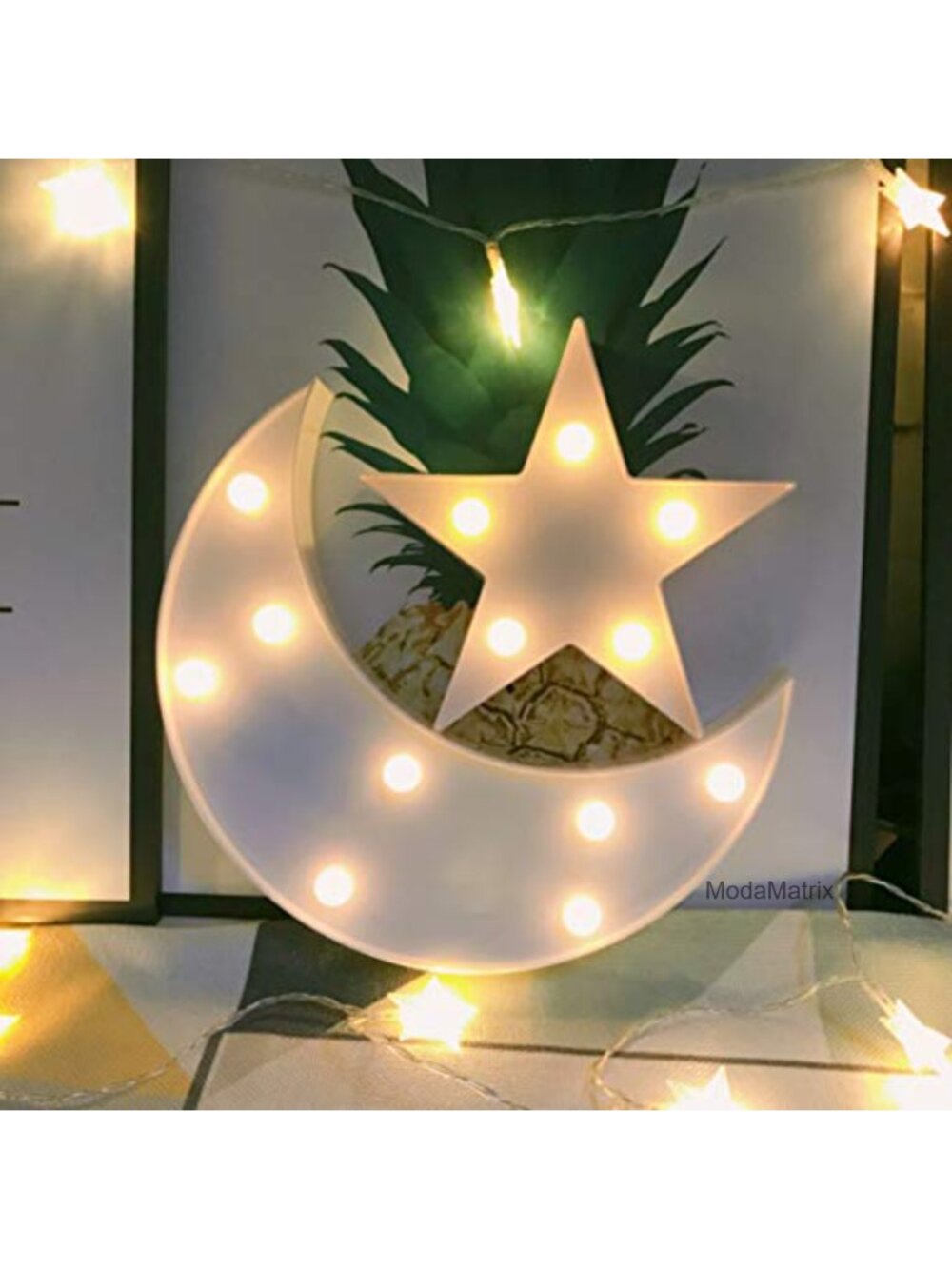 LED Moon and Star Night Light Cordless Battery Operated Nursery Kids Room Decor